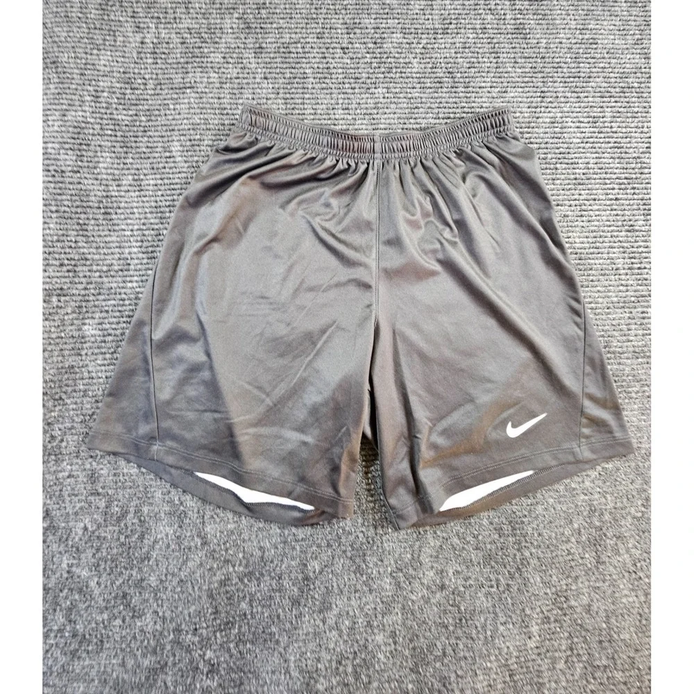 Nike Running Short Boys Medium Gray Swoosh Logo Athleisure Performance Pull On